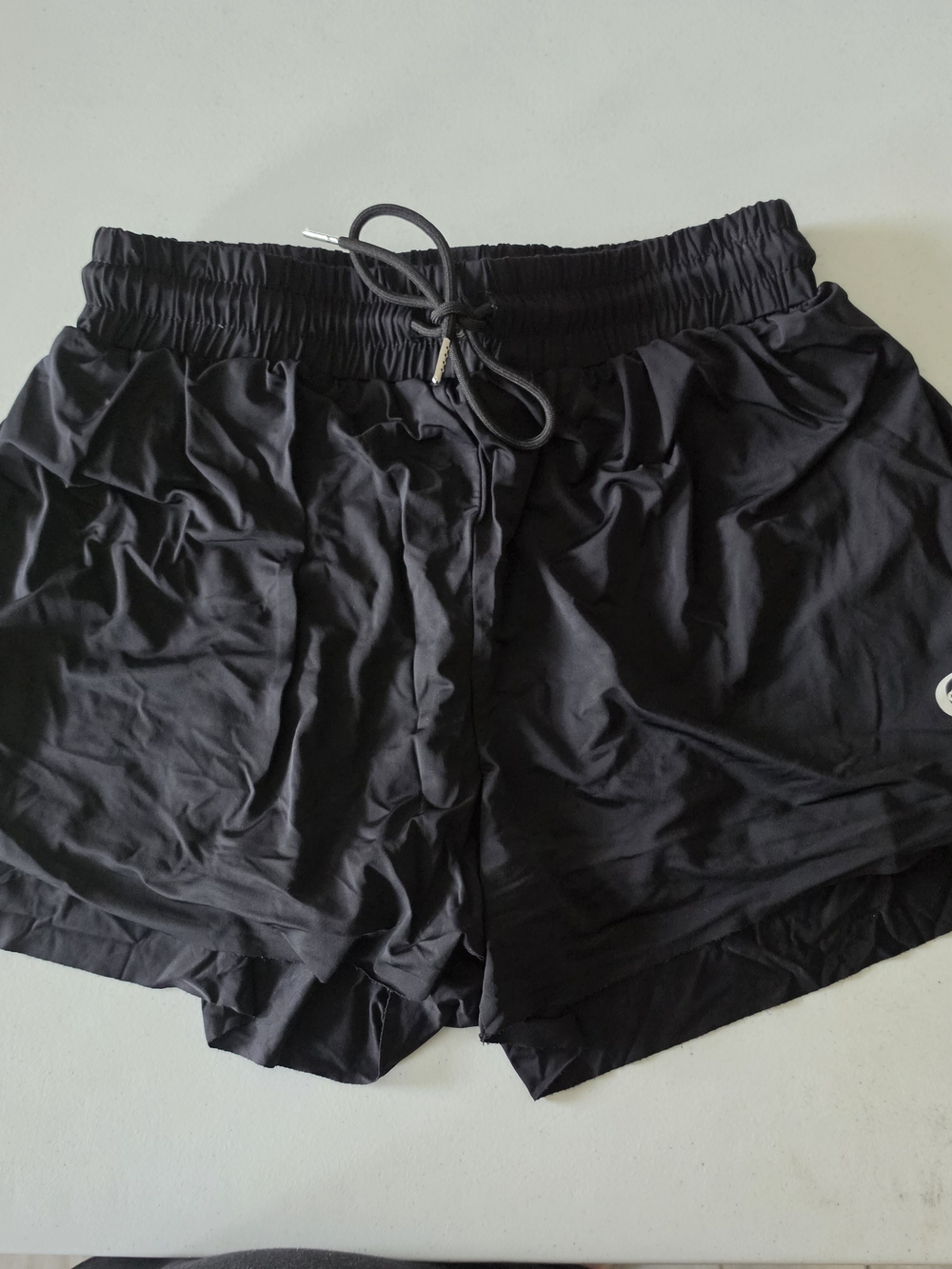 Women's Black Athletic Shorts with Elastic Drawstring Waist